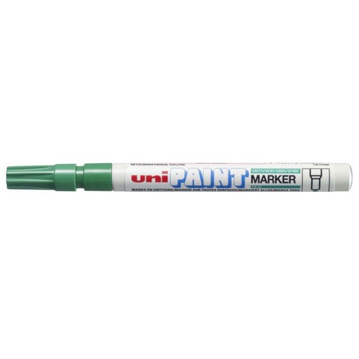 Uni-ball PX-21 Paint Marker - Marcador de Pintura - Punta Acrilica de Bala 0.8-1.2mm - Permanente en Todas las Superficies - Resistente a Luz y Agua - Cuerpo de Aluminio - Color Verde