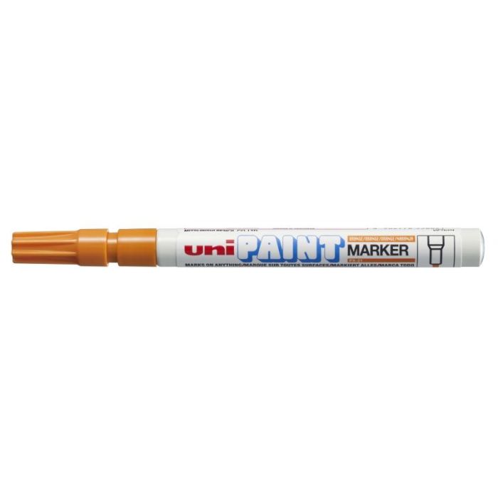 Uni-ball PX-21 Paint Marker - Marcador de Pintura - Punta Acrilica de Bala 0.8-1.2mm - Permanente en Todas las Superficies - Resistente a Luz y Agua - Cuerpo de Aluminio - Color Naranja