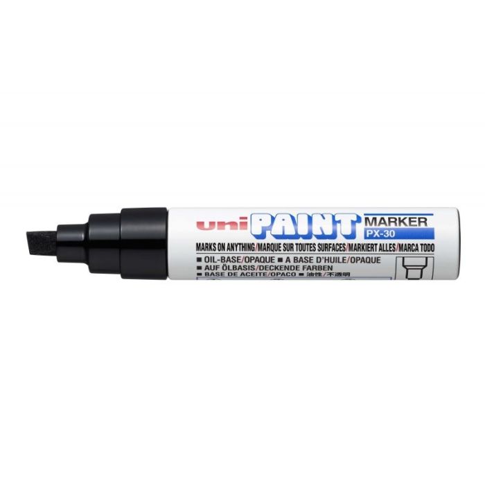 Uni-ball PX-30 Marcador de Pintura - Punta Biselada Acrilica 4-8.5mm - Permanente en Todas las Superficies - Resistente a Luz y Agua - Color Negro