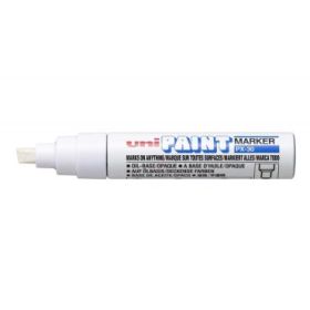 Uni-ball PX-30 Marcador de Pintura - Punta Biselada Acrilica 4-8.5mm - Linea Gruesa - Cuerpo de Aluminio - Tinta Permanente Resistente a Luz y Agua - Color Blanco