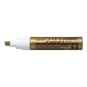 Uni-ball PX-30 Marcador de Pintura - Punta Biselada Acrilica 4-8.5mm - Linea Gruesa - Cuerpo de Aluminio - Tinta Permanente Resistente a Luz y Agua - Color Oro