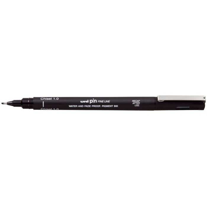 Uni-ball PINCS1-200 Rotulador Calibrado - Punta Poliacetal - Trazo Chisel - Tinta Pigmentada Resistente al Agua y Luz - Color Negro