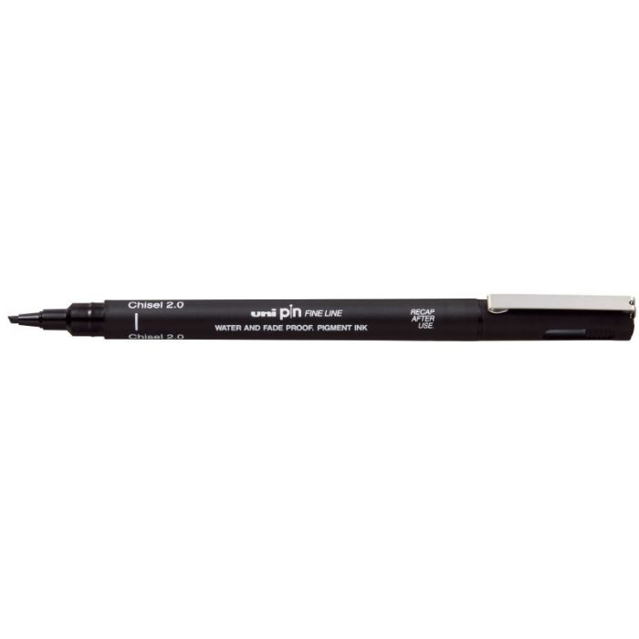 Uni-ball PINCS2-200 Rotulador Calibrado - Punta Poliacetal - Trazo Chisel - Tinta Pigmentada Resistente al Agua y Luz - Color Negro