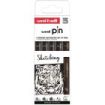 Uni-ball Uni Pin Sketching Pack de 5 Rotuladores Calibrados - Punta Poliacetal - Tinta Pigmentada Resistente al Agua y Luz - Color Negro