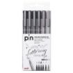 Uni-ball Uni Pin 200S Pack de 6 Rotuladores Calibrados - Punta Poliacetal - Tinta Pigmentada Resistente al Agua y Luz - Ideal para Dibujo Profesional y Escritura - Colores Negro y Gris