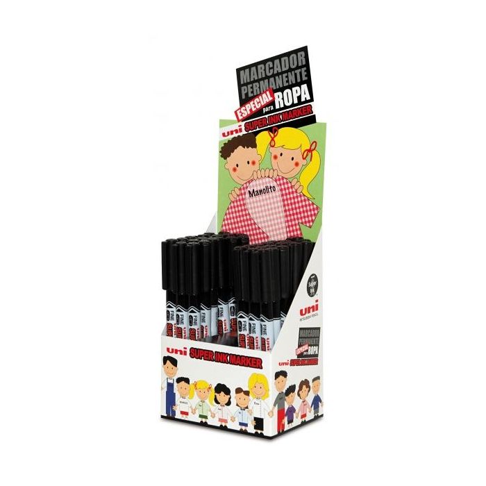 Uni-ball PNA-125 Super Ink Marcador Textil - Punta Acrilica 0.9mm - Tinta Pigmentada Base Aceite - Color Negro