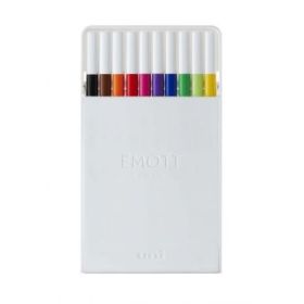 Uni-ball PEM-SY Set Nº1 Emott Essential Colors Pack de 10 Rotuladores de Linea Fina - Punta 0.4mm - Tinta a Base de Agua - Diseño Innovador - Ancho de Linea Constante - Colores Surtidos