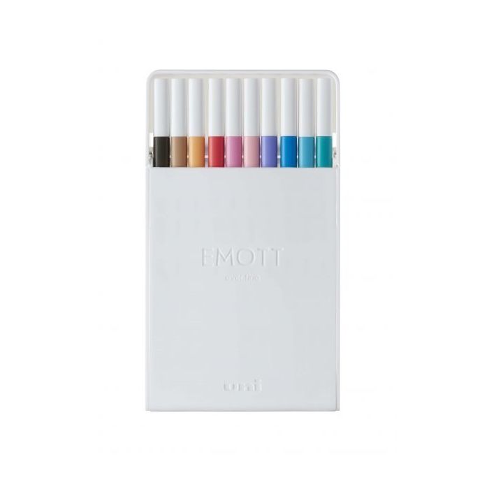 Uni-ball PEM-SY Set Nº2 Emott Pastel Colors Pack de 10 Rotuladores de Linea Fina - Punta 0.4mm - Tinta a Base de Agua - Diseño Innovador - Ancho de Linea Constante - Colores Surtidos