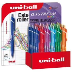 Uni-ball JetStream Sport SXN-150C/3D Expositor de 36 Boligrafos Retractiles - Punta de Bola 0.7mm - Tinta Pigmentada Resistente al Agua y Luz - Secado Instantaneo - Color Surtido