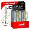 Uni-ball Signo Broad UM-153 Expositor de 36 Rollers de Tinta Gel - Punta de Bola 1mm - Trazo Estilografico - Sujecion de Caucho - Color Surtido