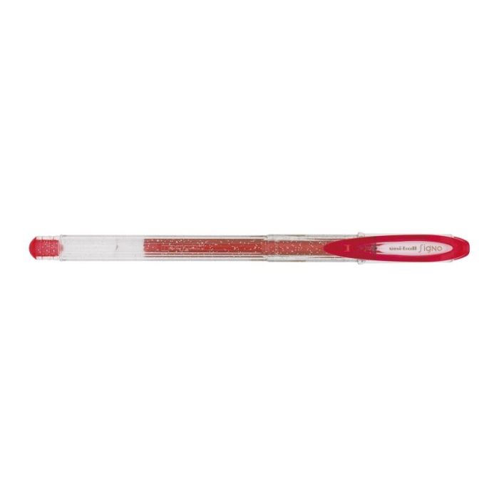 Uni-ball Signo Sparkling UM-120SP Boligrafo de Gel - Punta de Bola 1mm - Tinta Pigmentada Resistente al Agua y Luz - Efecto Purpurina - Color Rojo