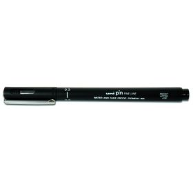 Uni-ball PIN03-200(S) Rotulador Calibrado - Punta Poliacetal 0.3mm - Ancho de Trazo 0.3mm - Tinta Resistente al Agua y Luz - Color Negro