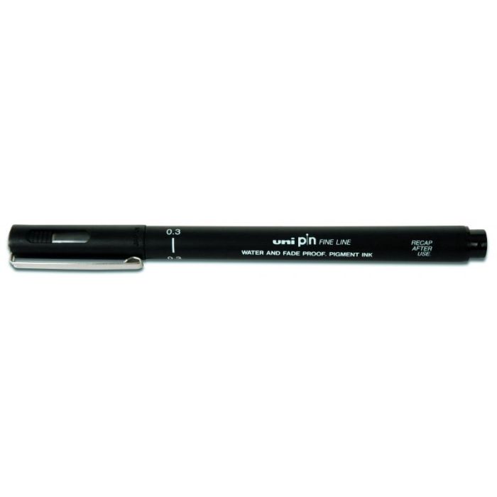 Uni-ball PIN03-200(S) Rotulador Calibrado - Punta Poliacetal 0.3mm - Ancho de Trazo 0.3mm - Tinta Resistente al Agua y Luz - Color Negro