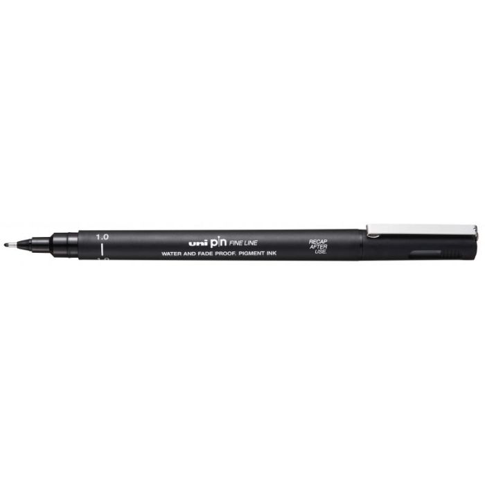 Uni-ball PIN10-200(S) Rotulador Calibrado - Punta Poliacetal 1mm - Ancho de Trazo 1mm - Tinta Pigmentada Resistente al Agua y Luz - Color Negro