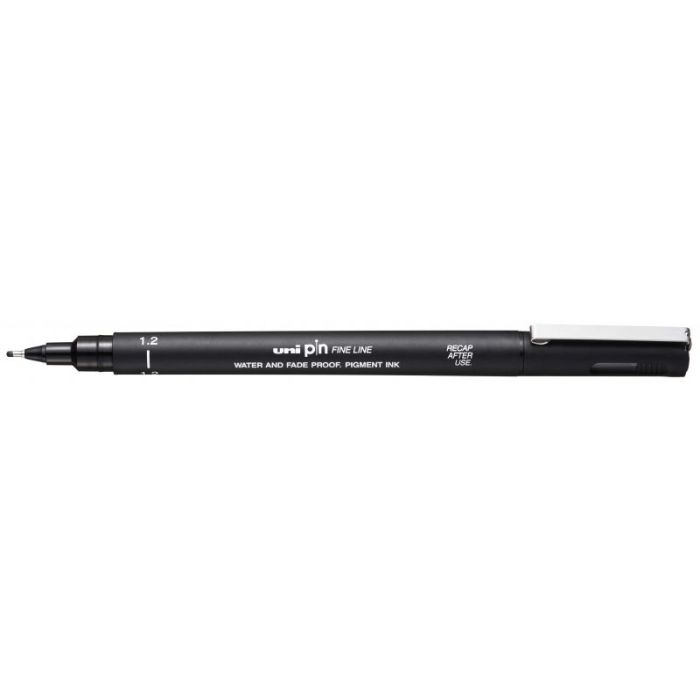 Uni-ball PIN12-200(S) Rotulador Calibrado - Punta Poliacetal 1.2mm - Ancho de Trazo 1.2mm - Tinta Pigmentada Resistente al Agua y Luz - Color Negro