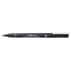 Uni-ball PINBR-200 Rotulador Calibrado - Punta Poliacetal Brush - Tinta Pigmentada Resistente al Agua y Luz - Color Negro