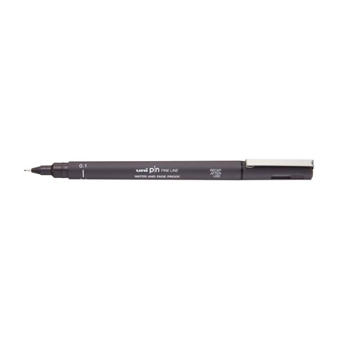Uni-ball PIN01-200 Rotulador Calibrado - Punta Poliacetal 0.1mm - Tinta Pigmentada Resistente al Agua y Luz - Color Gris Oscuro