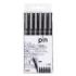 Uni-ball PIN-200(S) Pack de 6 Rotuladores Calibrados - Punta Poliacetal - Tinta Pigmentada Resistente al Agua y Luz - Ideal para Dibujo Profesional y Escritura - Color Negro