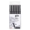 Uni-ball PIN-200(S) Pack de 6 Rotuladores Calibrados - Punta Poliacetal - Tinta Pigmentada Resistente al Agua y Luz - Ideal para Dibujo Profesional y Escritura - Color Negro