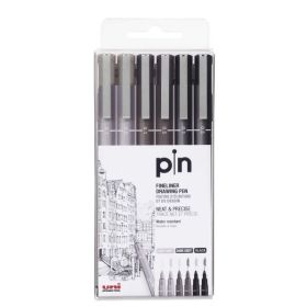 Uni-ball PIN-200(S) Pack de 6 Rotuladores Calibrados - Punta Poliacetal - Tinta Pigmentada Resistente al Agua y Luz - Ideal para Dibujo Profesional y Escritura - Color Surtido