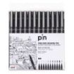 Uni-ball PIN-200(S) Pack de 12 Rotuladores Calibrados - Punta Poliacetal - Tinta Pigmentada Resistente al Agua y Luz - Color Negro
