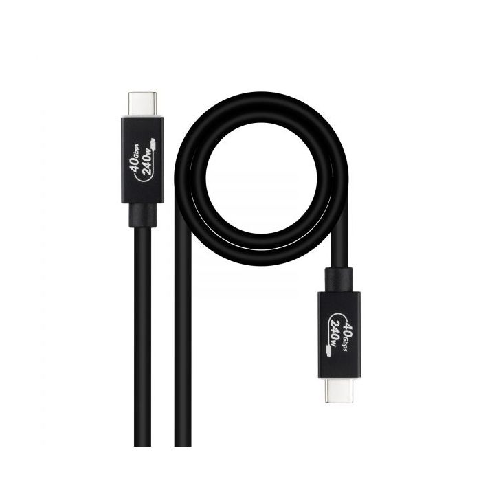 Nanocable Cable USB 4 Gen 3x2 40Gbps 5A/240W - USB-C/M-USB-C/M - 1m - Color Negro