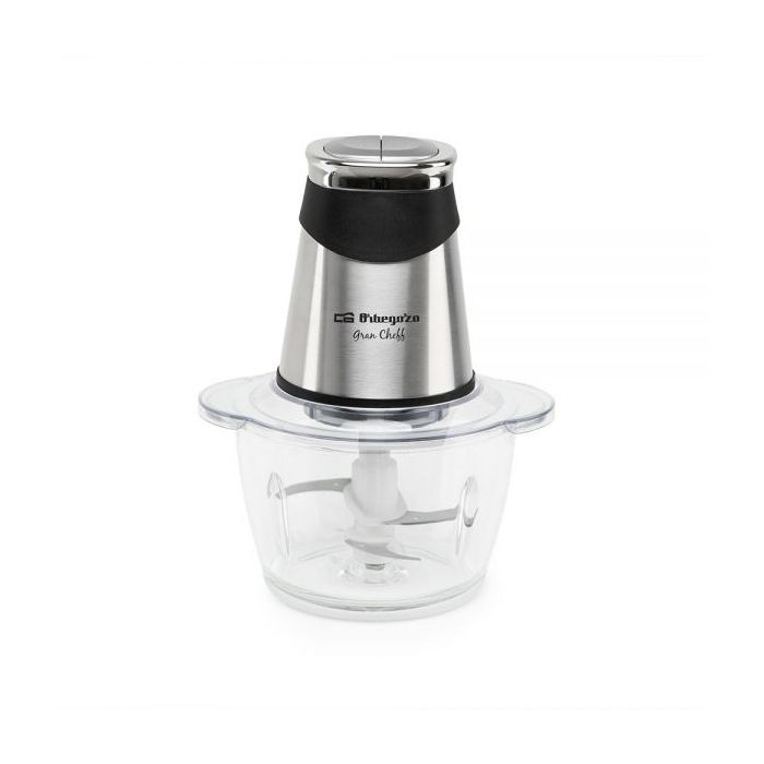 Orbegozo MC 4650 Picadora de Alimentos 500W - Recipiente de Cristal con Capacidad 1.2L - 4 Cuchillas de Acero Inoxidable y 2 Niveles de Potencia - Apta para Picar Hielo