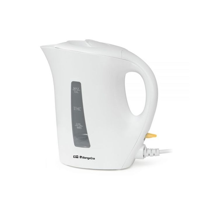 Orbegozo KT 4150 Hervidor de Agua 1L 1200W - Libre de BPA - Asa de Tacto Frio - Apagado Automatico - Indicador de Nivel de Agua - Facil Limpieza