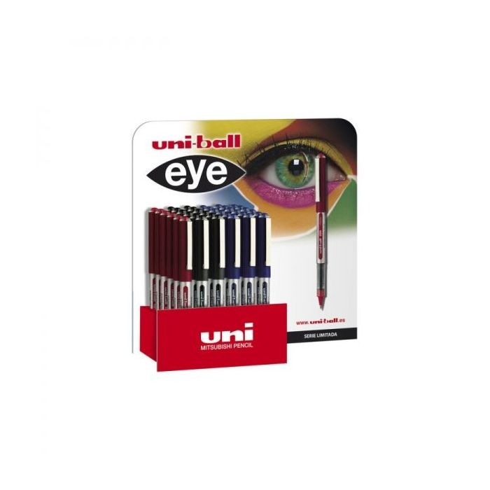 Uni-ball Eye Micro UB-150 Expositor de 36 Boligrafos de Tinta Liquida - Punta de Bola 0.5mm - Tinta Resistente al Agua y Luz - Sistema de Control de Tinta - Ventana de Nivel de Tinta - Colores Surtidos