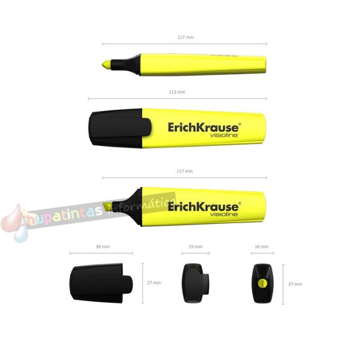 Erichkrause Visioline V-12 - Marcador de Texto - Punta Biselada - Tinta Fluorescente a Base de Agua - Amarillo-2