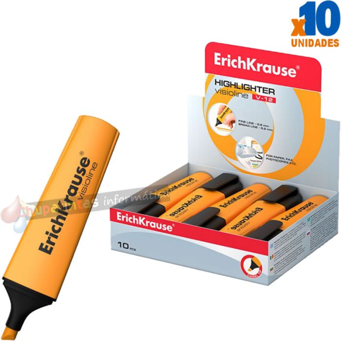 Erichkrause Visioline V-12 - Marcador de Texto - Punta Biselada - Tinta Fluorescente a Base de Agua - Naranja-1