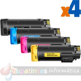 Xerox Phaser 6510/WorkCentre 6515 Pack de 4 Cartuchos de Tóner Genéricos