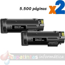 Xerox Phaser 6510/WorkCentre 6515 Negro Pack de 5 Cartuchos de Toner Genéricos - Reemplaza 106R03480/106R03476