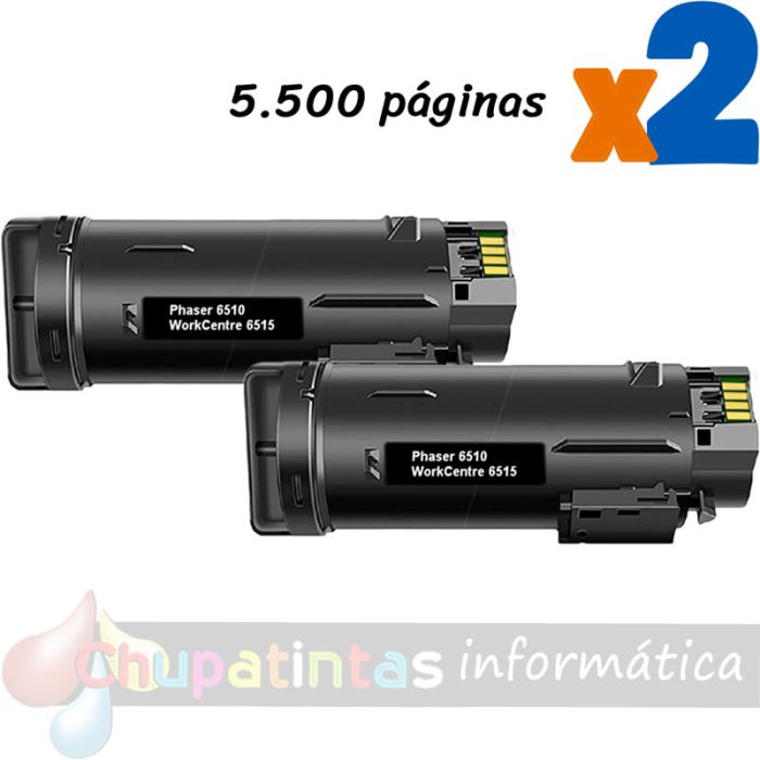Xerox Phaser 6510/WorkCentre 6515 Negro Pack de 5 Cartuchos de Toner Genéricos - Reemplaza 106R03480/106R03476