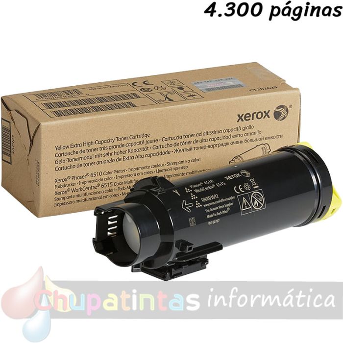Xerox Phaser 6510/WorkCentre 6515 Amarillo Cartucho de Tóner Original - 106R03692