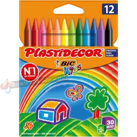 Bic Kids Plastidecor Caja de 12 Lápices de Cera - Extra resistentes - Fácil de Sacar Punta - No Mancha-1