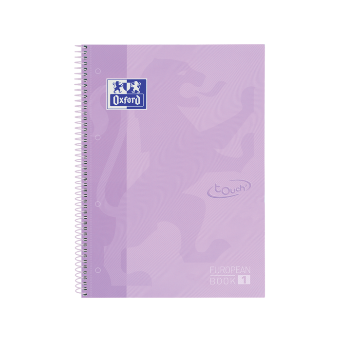 Oxford School Touch Europeanbook 1 A4+ Tapa Extradura - Cuaderno de 80 Hojas - Tapa Resistente - Color Malva Pastel