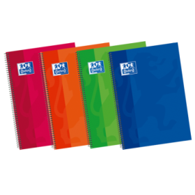 Oxford School Classic Write-Erase 4º Cuaderno Espiral - Tapa Extradura Resistente - 1 Linea con Margen - 80 Hojas - Colores Surtidos