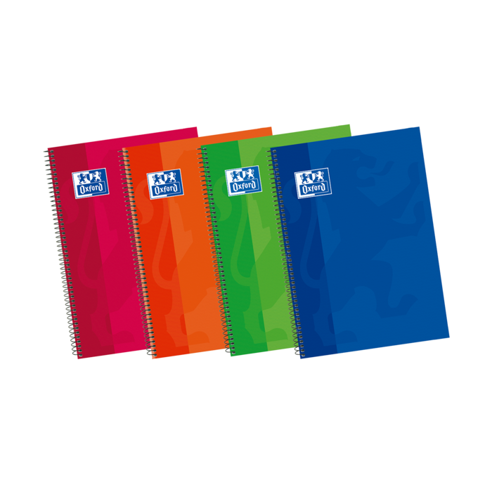 Oxford School Classic Write-Erase 4º Cuaderno Espiral - Tapa Extradura Resistente - 1 Linea con Margen - 80 Hojas - Colores Surtidos