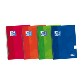 Oxford School Classic Write-Erase 4º Cuaderno Espiral - Tapa Extradura Resistente - Pauta de 2.5mm con Margen - 80 Hojas - Colores Surtidos