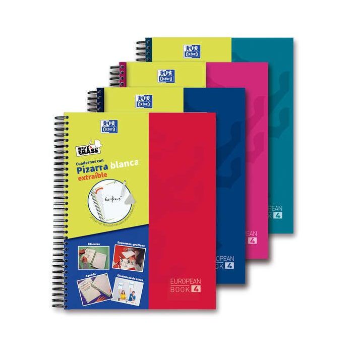 Oxford School Classic Write-Erase Europeanbook 4 - Tapa Extradura - Pizarra Blanca Extraible - 120 Hojas