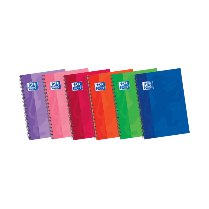 Oxford School Classic Write-Erase Fº Cuaderno Espiral - Tapa Extradura Resistente - 1 Linea con Margen - 80 Hojas - Colores Surtidos