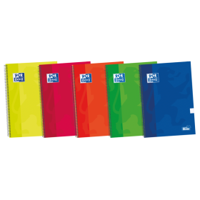 Oxford School Classic Write-Erase Fº Cuaderno Espiral - Tapa Extradura Resistente - Cuadricula 5x5 con Margen - 80 Hojas - Colores Surtidos