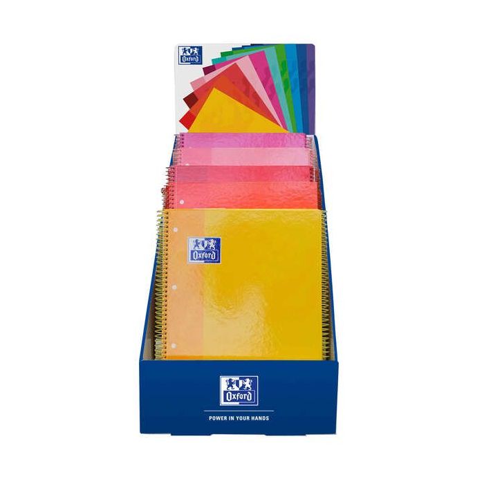 Oxford School Expositor Sobremesa Colores Calidos A4+ - Tapa Extradura - Cuaderno Espiral Microperforado - Europeanbook 1 5x5 - 80 Hojas - Colores Surtidos