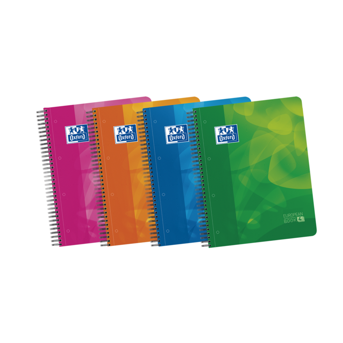 Oxford School Lagoon A4+ Europeanbook 4 - Tapa de Plastico Resistente - 120 Hojas con Separadores - 50% mas Hojas Gratis - Colores Surtidos