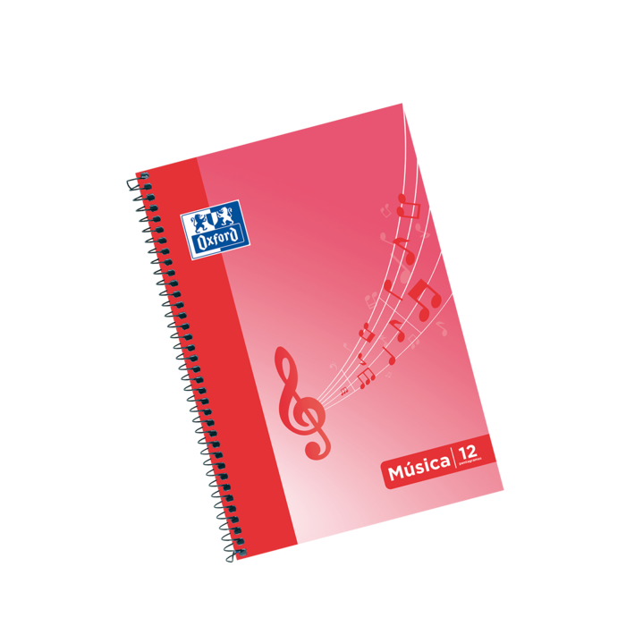 Oxford School Musica Fº Cuaderno Espiral - Tapa Blanda - 12 Pentagramas - Interlineado de 2.5mm - 20 Hojas - Ilustracion en la Tapa