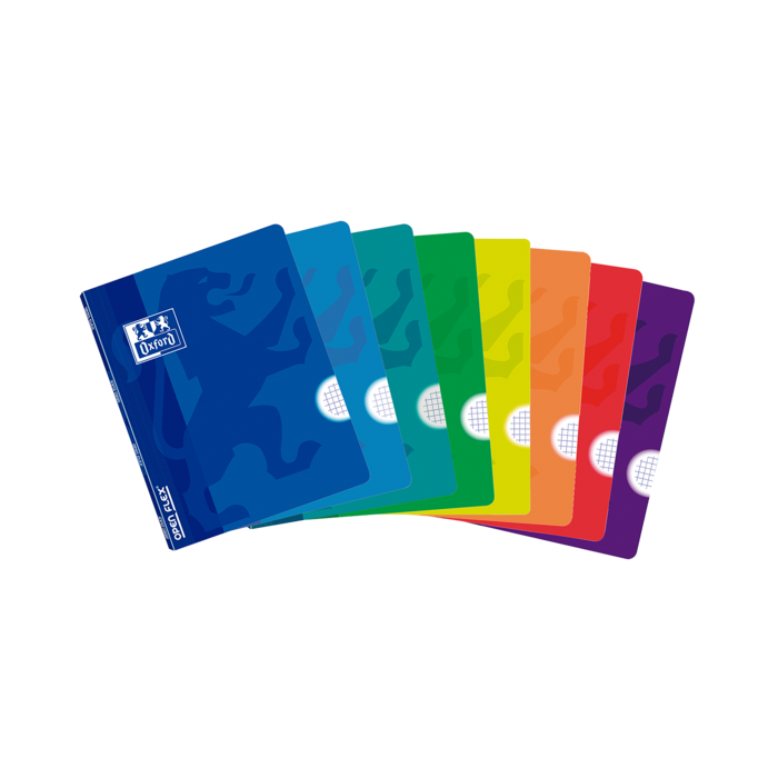 Oxford School Openflex A4 Libreta Grapada - Tapa de Plastico Resistente - 48 Hojas con Cuadricula 5x5 - 2 Margenes - Colores Surtidos