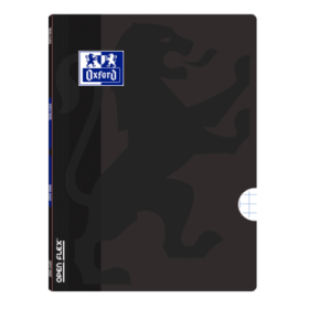 Oxford School Openflex A4 Libreta Grapada - Tapa de Plastico Resistente - Cuadricula 5x5 con 2 Margenes - 48 Hojas de Alta Calidad - Color Negro
