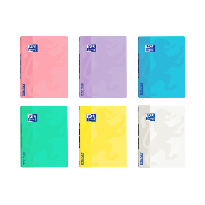 Oxford School Openflex Write-Erase A4 Libreta Grapada - Tapa de Plastico Resistente - 1 Linea con 2 Margenes - 48 Hojas de Colores Pastel - Ideal para Escribir y Borrar Facilmente