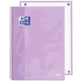Oxford School Touch Europeanbook 1 A4+ - Tapa Extradura Resistente - 1 Linea para Escritura Ordenada - 80 Hojas de Papel de Calidad - Color Malva Pastel